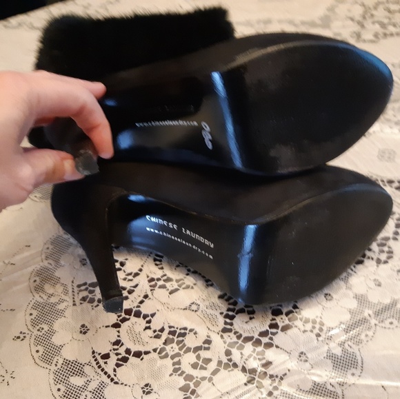 Chinese Laundry Tik Tok Black Faux Fur Trim Size 7 - Picture 7 of 7